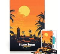 Stone Town Zanzibar Sunset Jigsaw Puzzle for Adults 1000 Pieces Mind Exercise Toy Together Fun Precision Cut Unique Gift 38x52cm
