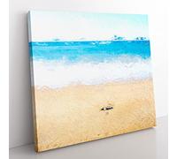 Stone Upon a Beach in Spain in Abstract Modern Canvas Wall Art Print Ready to Hang, Framed Picture for Living Room Bedroom Home Office Décor, 35x35 cm (14x14 Inch)