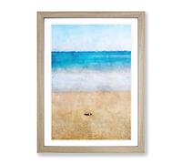 Stone Upon A Beach In Spain Painting Modern Framed Print | A3 Oak Framed Wall Art | Ready to Hang | Modern Beach Picture | Living Room Bedroom Lounge Office