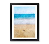 Stone Upon A Beach In Spain Painting Modern Framed Wall Art Print, Ready to Hang Picture for Living Room Bedroom Home Office Décor, Black A2 (64 x 46 cm)