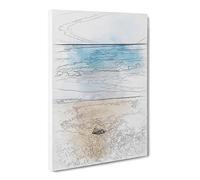 Stone Upon A Beach In Spain Sketch Canvas Print | Gallery Wrapped 30mm Frame Wall Art | 30x20 inches | Ready to Hang | Coastal Seascape Picture | Living Room Bedroom Lounge Office