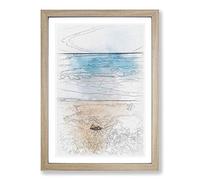 Stone Upon a Beach in Spain Sketch Framed Print | A2 Oak Framed Wall Art | Ready to Hang | Modern Beach Picture | Living Room Bedroom Lounge Office