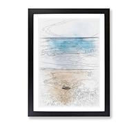 Stone Upon A Beach In Spain Sketch Modern Framed Print | A4 Black Framed Wall Art | Ready to Hang | Modern Beach Picture | Living Room Bedroom Lounge Office