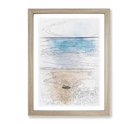Stone Upon A Beach In Spain Sketch Modern Framed Print | A4 Oak Framed Wall Art | Ready to Hang | Modern Beach Picture | Living Room Bedroom Lounge Office