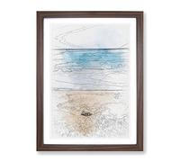 Stone Upon A Beach In Spain Sketch Modern Framed Wall Art Print, Ready to Hang Picture for Living Room Bedroom Home Office Décor, Walnut A4 (34 x 25 cm)