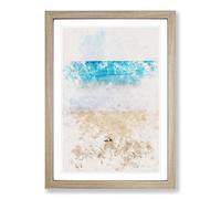 Stone Upon a Beach in Spain Watercolour Framed Print | A2 Oak Framed Wall Art | Ready to Hang | Modern Beach Picture | Living Room Bedroom Lounge Office