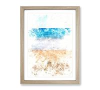 Stone Upon A Beach In Spain Watercolour Modern Framed Print | A2 Oak Framed Wall Art | Ready to Hang | Modern Beach Picture | Living Room Bedroom Lounge Office
