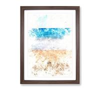 Stone Upon A Beach In Spain Watercolour Modern Framed Wall Art Print, Ready to Hang Picture for Living Room Bedroom Home Office Décor, Walnut A2 (64 x 46 cm)