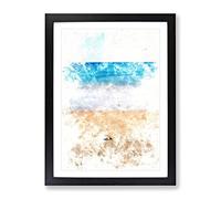 Stone Upon A Beach In Spain Watercolour Modern Framed Wall Art Print, Ready to Hang Picture for Living Room Bedroom Home Office Décor, Black A4 (34 x 25 cm)