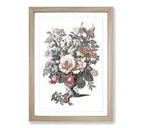 Stone Vase with Flowers by Johan Teyler Framed Print | A2 Oak Framed Wall Art | Ready to Hang | Modern Floral Picture | Living Room Bedroom Lounge Office