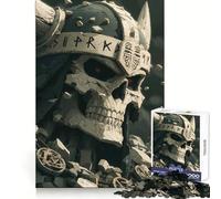 Stone Viking Skull with Runes 1000 Piece Jigsaw Puzzles for Adults Teenagers Memory Upgrade Light Relax Sharp Cut Lovely Gift 38x52cm