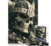 Stone Viking Skull with Runes Jigsaw Puzzles 1000 Piece for Teenagers Enhance Memory Leisure Time Solid Cut Santa Wish Item 50x75cm