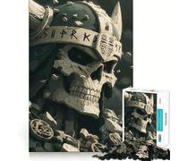 Stone Viking Skull with Runes Jigsaw Puzzles 1000 Piece for Teenagers Enhance Memory Leisure Time Solid Cut Santa Wish Item 50x75cm