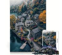 Stone Village by The Lake 1000 Pieces Jigsaws Adults Puzzles Gifts Brain Workout Toy Relaxed Mind Art Assembly Memorable Gift 50x75cm