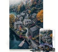 Stone Village by The Lake Jigsaw Puzzles 1000 Piece for Teenagers Enhance Memory Leisure Time Solid Cut Santa Wish Item 38x52cm