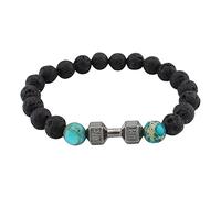 Stone Volcanic Rock Beads Metal Dumbbell Versatile Beads Bracelet Jewelry Beaded Stud Earrings (H, One Size)