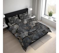 Stone Wall Duvet Cover Super King Size, Reversible Print Design, 3 Pcs Stone Texture Modern Abstract Art Bedding Set, Soft Microfibre Quilt Cover with 2 Pillowcases, Zip GG2l