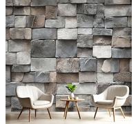 Stone Wall Texture Silk Cloth 3D Photo Wallpaper Roll Mural, Grey Wallcoverings, 350×256 Cm Indoor Industrial Style Wall Painting for Bedroom Living Room Tv Backdrop Home Decoration