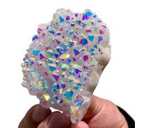Stone White Crystal Electroplated Angel Aura Quartz Cluster Colorful Point Enegry Stone(200-300g)