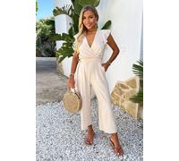 Stone Wrap Top Flutter Sleeve Belted Jumpsuit AX Paris Stone 10