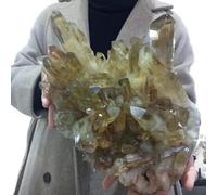Stone Yellow Quartz Cluster, Yellow Crystal Ore Cluster, Stone, Home Decor(Size:310-400g)