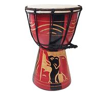 Stoneage Arts Djembe Drum Carved Bongo African Also An Awesome Gifting Idea Unique Décor Option. Carver Abstract Elephant Giraffe Turtle. (8 Inch, Elephant Red)