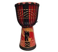 Stoneage Arts Djembe Drum Carved Bongo African Also An Awesome Gifting Idea Unique Décor Option. Carver Abstract Elephant Giraffe Turtle. (15 Inch, Elephant Red)