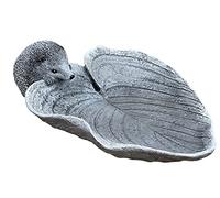 stoneandstyle Bird Bath Insect Trough Hedgehog on Leaf Cast Stone Frost-Proof