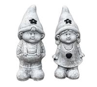 stoneandstyle Set of 2 Stone Figurines Gnome Boy and Girl Gnome Frost-Proof Cast Stone