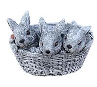 stoneandstyle Stone Figure Plant Pot 3 Rabbits in Basket Frost-Proof Weatherproof Garden Figure