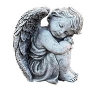 stoneandstyle Stone Figurine Angel Sitting Large Cast Stone Frost-Proof Approx. 6.7 kg
