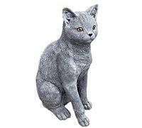 stoneandstyle Stone Figurine Lifelike Cat Sitting Large Cast Stone Frost-Proof Solid 12.9 kg