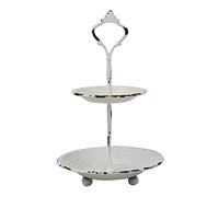 Stonebriar 2 Tier Trinket Tray with Attached Handle, Metal, Off-White, 9.2" x 5.7"