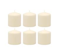 Stonebriar 6 Pack Tall 3 x 3 Inch 18 Hour Long Burning Unscented Ivory Wax Pillar Candles