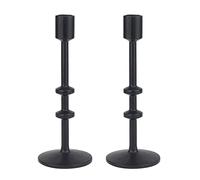Stonebriar 9" Black Cast Iron Metal 2pc Taper Candle Holder Set, Large