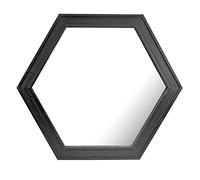 Stonebriar Decorative 24" Hexagon Hanging Wall Mirror with Black Painted Wood Frame and Attached Hanging Bracket