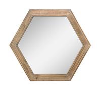 Stonebriar Decorative 24" Hexagon Hanging Wall Mirror with Natural Wood Frame and Attached Hanging Bracket
