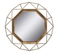 Stonebriar Decorative 28" Geometric Metal Frame Hanging Wall Mirror with Mounting Brackets, Antique Gold