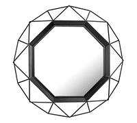 Stonebriar Decorative 28" Geometric Metal Frame Hanging Wall Mirror with Mounting Brackets, Black