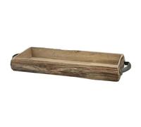 Stonebriar Decorative Rectangle Country Rustic Natural Wood Bark Tray with Metal Handles