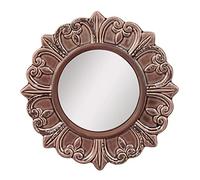 Stonebriar Decorative Round Burnt Umber Ceramic Wall Mirror Elegant Home Décor for Living Room, Kitchen, Bedroom, or Hallway, 9", Warm Taupe