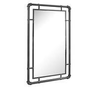 Stonebriar Rectangular Industrial Black Metal Pipe Hanging Wall Mirror