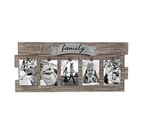 Stonebriar Rustic Wood Collage Picture Frame with Clips and Metal Detail