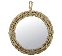 Stonebriar Small Vintage Nautical Round Wall Mirror with Rope Wrapped Trim and Hanging Loop