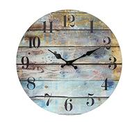 Stonebriar Vintage Farmhouse Wooden Round Battery Operated Hanging Wall Clock, 14"