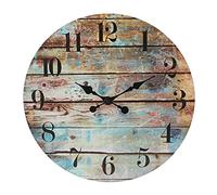 Stonebriar Vintage Farmhouse Wooden Round Battery Operated Hanging Wall Clock, 18"