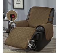 STONECREST Heated Recliner Cover, Water Resistant Recliner Slipcover, Stay in Place (Double Diamond Chocolate, Heated Recliner 23"/58cm Regular)
