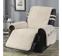 STONECREST Recliner Chair Cover, Boer Sherpa Slipcover, Stay in Place (White, 23"/58CM Regular Recliner)