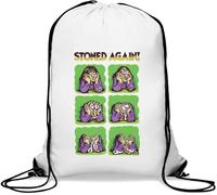 Stoned Again Funny Melting Face Graphic Gym Sack Casual Drawstring Bag White