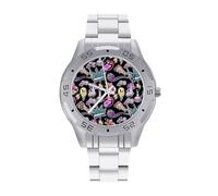 Stoned Trippy Drug Theme and Cool Psychedepic Character Men's Watches Stainless Steel Watch Strap Analog Quartz Watch Business Wristwatches